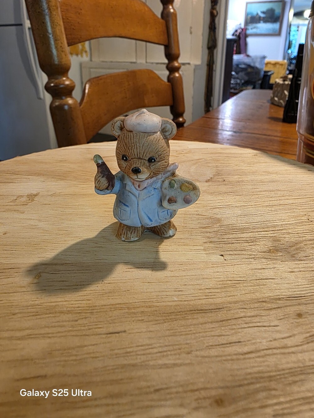 HOMCO Ceramic Artist Bear Figurine in Brown and Cream
